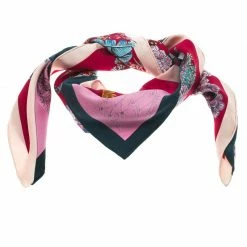 Hermes Red Silk Les Legendes De L'Arbre Coloriage Square Scarf For Women