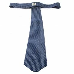 Hermes Navy Blue Angled H Print Silk Tie For Men -Deals Hermes Store luxury men hermes new accessories p170099 001