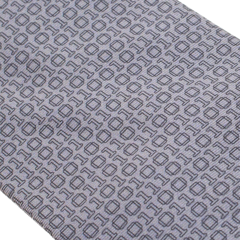 Hermes Anthracite Grey Digital Binary Print Heavy Silk Twill Tie For Men 4 Hermes Anthracite Grey Digital Binary Print Heavy Silk Twill Tie For Men - Image 2