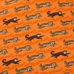 Hermes Hermès Orange Monkey And Tiger Print Silk Twill Tie For Men -Deals Hermes Store luxury men hermes new accessories p278425 001