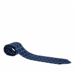 Hermes Hermès Marine Blue H Patterned Jacquard Silk Tie For Men