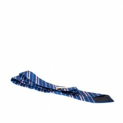 Hermes Blue Diagonal Striped Traditional Cotton & Silk Tie For Men -Deals Hermes Store luxury men hermes new accessories p278428 005