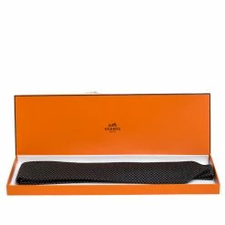 Hermes Black Faconnee H Jacquard Classic Silk Tie For Men -Deals Hermes Store luxury men hermes new accessories p278551 006