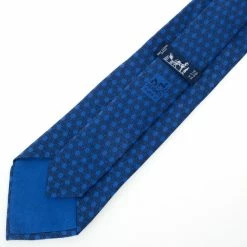 Hermes Blue Hexagon 'H' Print Silk Tie For Men -Deals Hermes Store luxury men hermes new accessories p28957 003