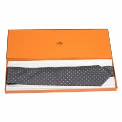 Hermes Grey H Tonneau Print Silk Tie For Men -Deals Hermes Store luxury men hermes new accessories p312956 001