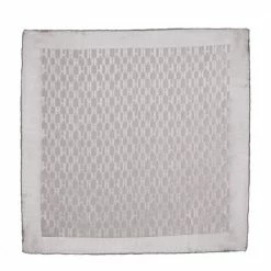 Hermes Grey Faconnee Grand H Silk Pocket Square For Men