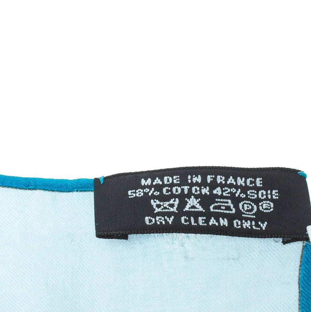 Hermes Hermès Ocean Blue 3D Optic Cotton And Silk Scarf For Men 8 Hermes Hermès Ocean Blue 3D Optic Cotton And Silk Scarf For Men - Image 6