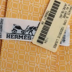 Hermes Yellow H Au Square Pattern Silk Tie For Men -Deals Hermes Store luxury men hermes new accessories p460756 004