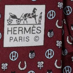 Hermes Hermès Bordeaux Tie 7 Job Interview Silk Tie For Men -Deals Hermes Store luxury men hermes new accessories p503817 005