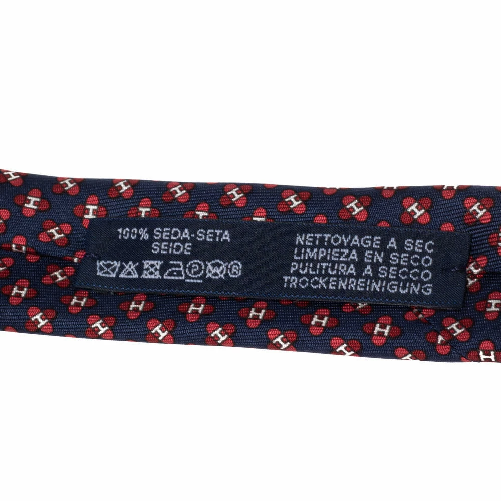 Hermes Hermès Marine Blue 7 Drone H Silk Tie For Men 8 Hermes Hermès Marine Blue 7 Drone H Silk Tie For Men - Image 6