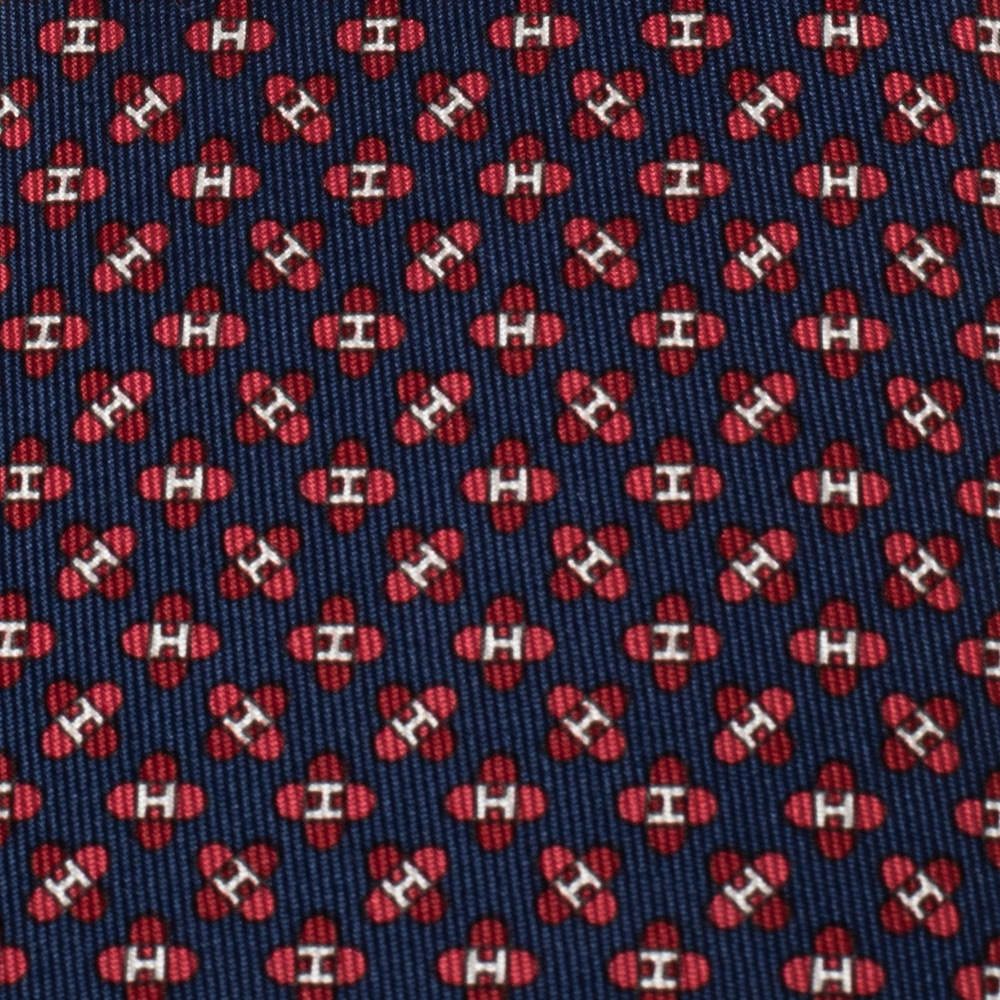 Hermes Hermès Marine Blue 7 Drone H Silk Tie For Men 4 Hermes Hermès Marine Blue 7 Drone H Silk Tie For Men - Image 2