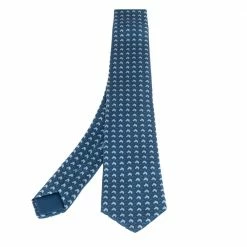 Hermes Hermès Blue 7 Poulain Silk Twill Tie For Men