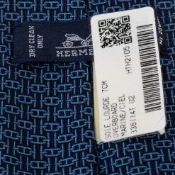 Hermes Hermès Marine Blue 7 Overboard Jacquard Silk Tie For Men -Deals Hermes Store luxury men hermes new accessories p503903 006