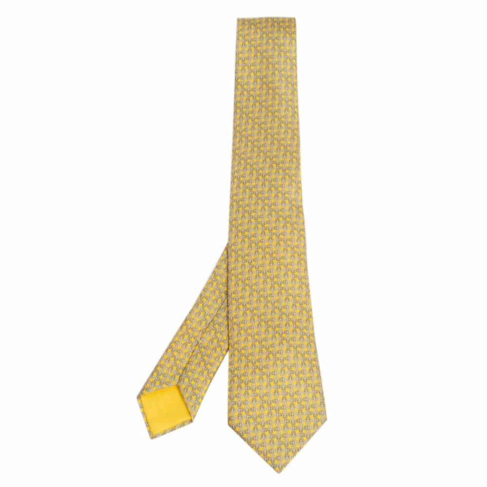 Hermes Jaune 7 Infini Silk Twill Tie For Men 3 Hermes Jaune 7 Infini Silk Twill Tie For Men