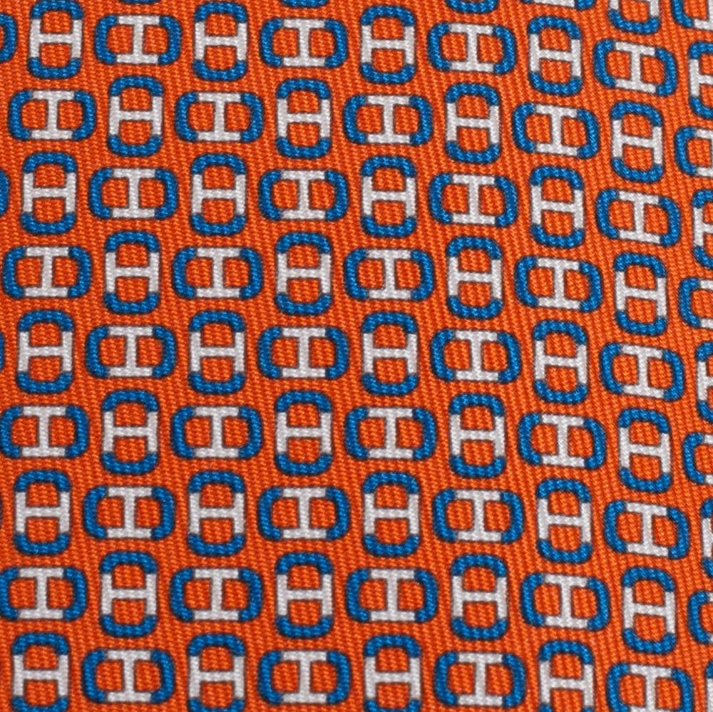 Hermes Orange 7 H Maillon Silk Twill Tie For Men 4 Hermes Orange 7 H Maillon Silk Twill Tie For Men - Image 2