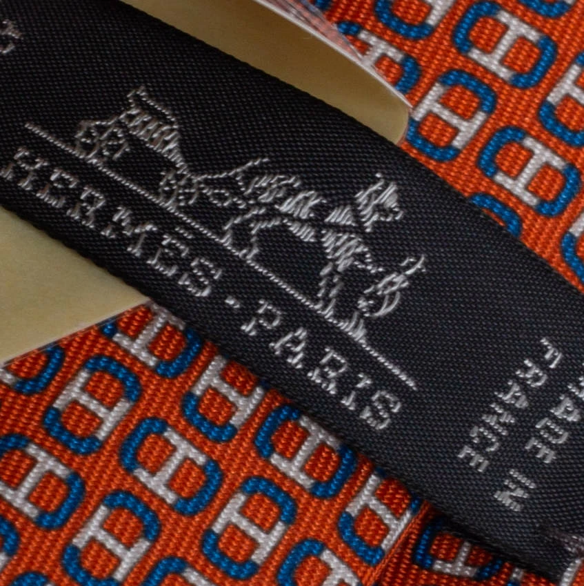 Hermes Orange 7 H Maillon Silk Twill Tie For Men 5 Hermes Orange 7 H Maillon Silk Twill Tie For Men - Image 3