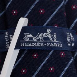 Hermes Navy Blue Flowers In Club Silk Tie For Men -Deals Hermes Store luxury men hermes new accessories p504013 004