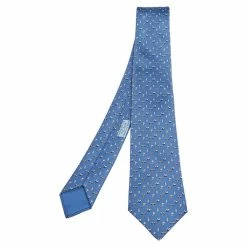 Hermès Blue 7 H Flying Hermes Silk Tie For Men