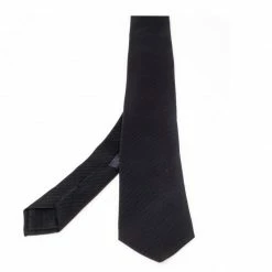 Hermes Black 7 Shinny Silk Tie For Men