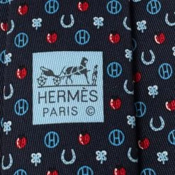Hermes Navy Blue 7 Job Interview Silk Twill Tie For Men -Deals Hermes Store luxury men hermes new accessories p505053 005