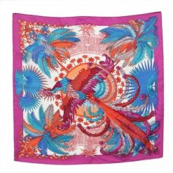 Hermes Multicolor Mythiques Phoenix Printed Silk Pocket Square For Men