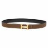 Hermes Black And Brown Leather H Buckle Reversible Belt 85 CM For Men