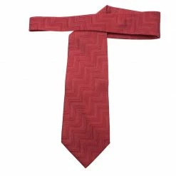 Hermes Red Zig Zag Pattern Woven Silk Tie For Men -Deals Hermes Store luxury men hermes new accessories p74193 003