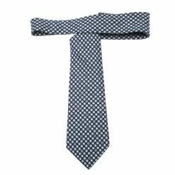 Hermes Blue & White Dot Printed Silk Tie For Men -Deals Hermes Store luxury men hermes new accessories p83113 003