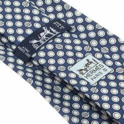 Hermes Blue & White Dot Printed Silk Tie For Men -Deals Hermes Store luxury men hermes new accessories p83113 005
