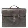 Hermes Graphite Matte Crocodile Porosus Brushed Paladium Sac A Depeches 37 Briefcase For Men -Deals Hermes Store luxury men hermes new bags p408106 005
