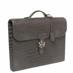 Hermes Graphite Matte Crocodile Porosus Brushed Paladium Sac A Depeches 37 Briefcase For Men 16 Hermes Graphite Matte Crocodile Porosus Brushed Paladium Sac A Depeches 37 Briefcase For Men -Deals Hermes Store luxury men hermes new bags p408106 006