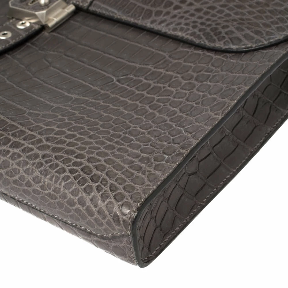 Hermes Graphite Matte Crocodile Porosus Brushed Paladium Sac A Depeches 37 Briefcase For Men 14 Hermes Graphite Matte Crocodile Porosus Brushed Paladium Sac A Depeches 37 Briefcase For Men - Image 12