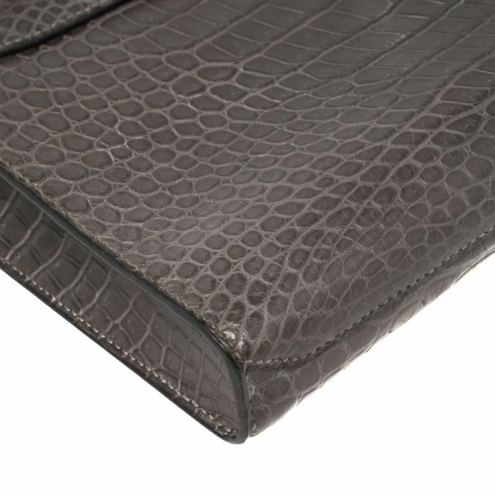 Hermes Graphite Matte Crocodile Porosus Brushed Paladium Sac A Depeches 37 Briefcase For Men 13 Hermes Graphite Matte Crocodile Porosus Brushed Paladium Sac A Depeches 37 Briefcase For Men - Image 11