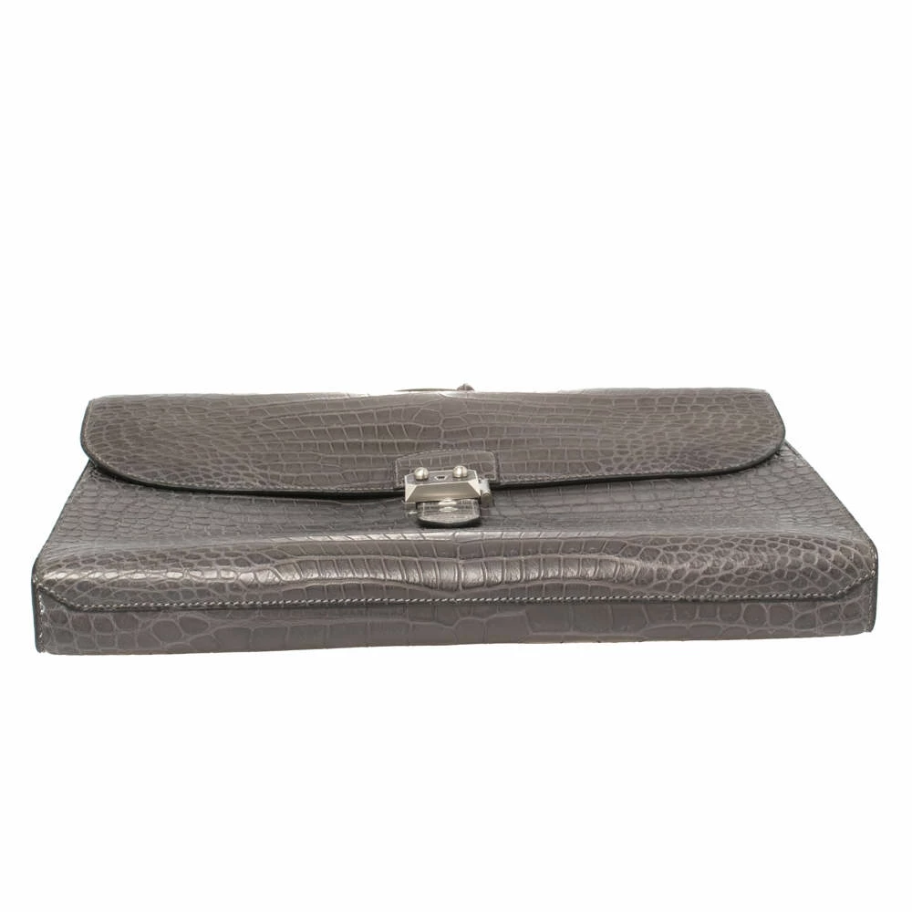 Hermes Graphite Matte Crocodile Porosus Brushed Paladium Sac A Depeches 37 Briefcase For Men 8 Hermes Graphite Matte Crocodile Porosus Brushed Paladium Sac A Depeches 37 Briefcase For Men - Image 6