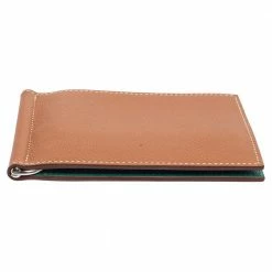 Hermes Gold/Vert Vertigo Evercolor Leather Poker Compact Wallet For Men -Deals Hermes Store luxury men hermes new bags p460522 007