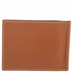 Hermes Gold/Vert Vertigo Evercolor Leather Poker Compact Wallet For Men -Deals Hermes Store luxury men hermes new bags p460522 008