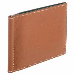 Hermes Gold/Vert Vertigo Evercolor Leather Poker Compact Wallet For Men -Deals Hermes Store luxury men hermes new bags p460522 009