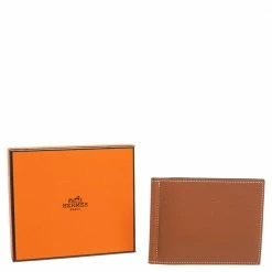 Hermes Gold/Vert Vertigo Evercolor Leather Poker Compact Wallet For Men -Deals Hermes Store luxury men hermes new bags p460522 011