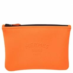 Hermes Neon Orange Neoprene Small Neobain Pouch For Men