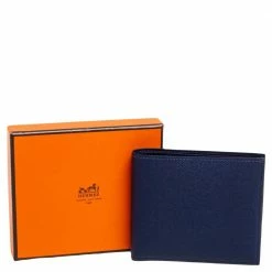 Hermes Blue Nuit Epsom Leather MC² Copernic Compact Wallet For Men -Deals Hermes Store luxury men hermes new bags p596293 002