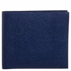 Hermes Blue Nuit Epsom Leather MC² Copernic Compact Wallet For Men