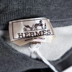 Hermes Grey Cotton & Leather Detailed Rib Knit Trimmed Joggers L For Men -Deals Hermes Store luxury men hermes new clothes p527834 005