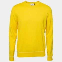 Hermes Hermès Yellow Knit Crew Neck Long Sleeve Sweater L For Men