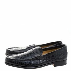 Hermes Black Alligator Leather Loafers Size 44 For Men -Deals Hermes Store luxury men hermes new shoes p104205 004