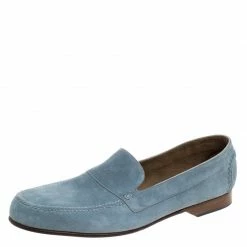 Hermes Slate Blue Suede Keep Moccasins Size 43 For Men