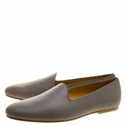 Hermes Grey Leather Gaspard Loafers Size 46 For Men -Deals Hermes Store luxury men hermes new shoes p135111 004