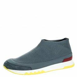 Hermes Grey Knit Stretch Slip On Sneakers Size 42.5 For Men