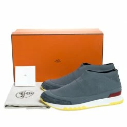 Hermes Grey Knit Stretch Slip On Sneakers Size 42.5 For Men -Deals Hermes Store luxury men hermes new shoes p257377 008