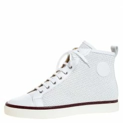 Hermes White Perforated Leather Jimmy High Top Sneakers Size 43 For Men