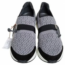 Hermes Grey/Black Knit Fabric And Leather Buckle Run Sneakers Size 43.5 For Men -Deals Hermes Store luxury men hermes new shoes p421412 005